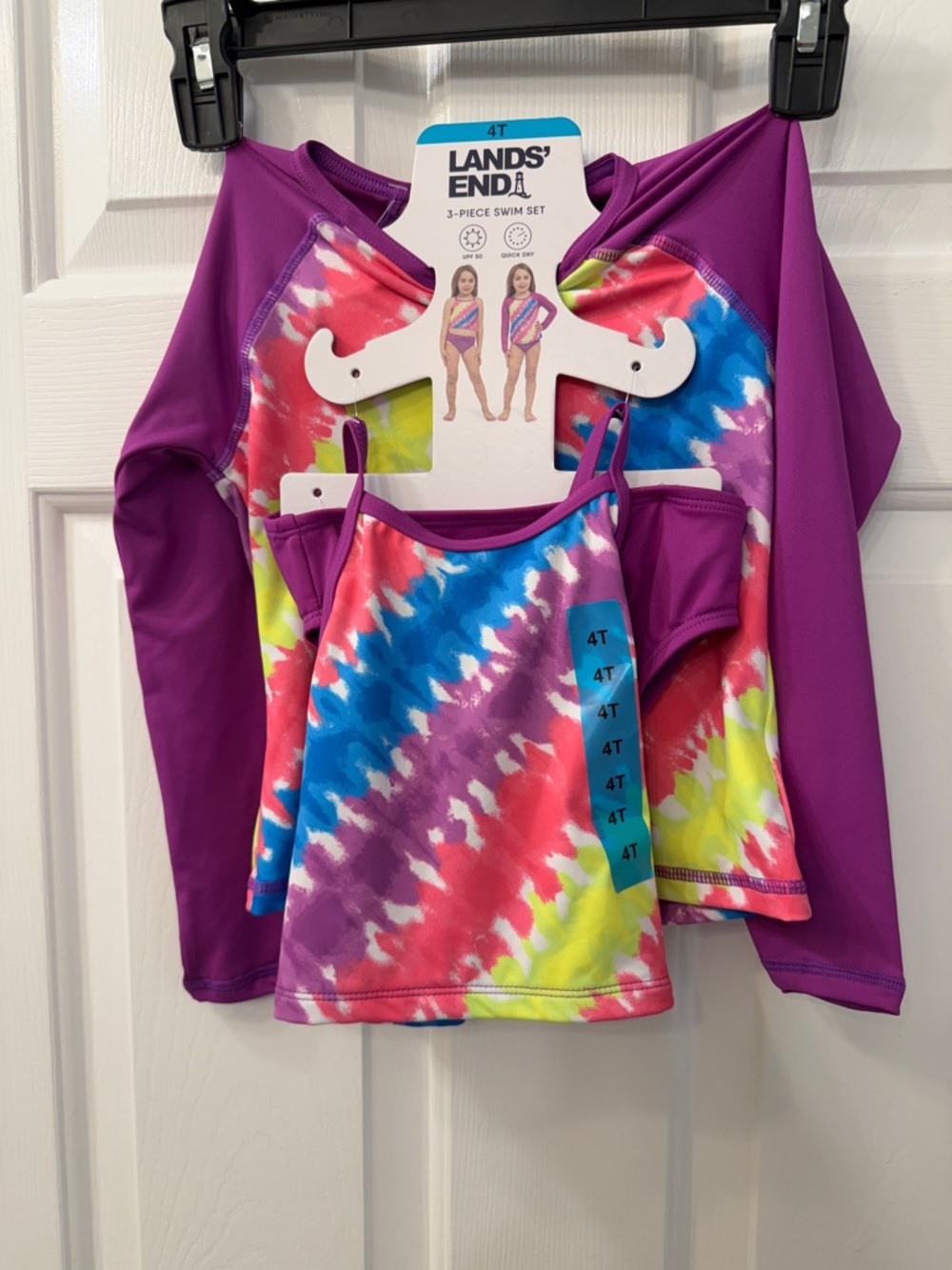 NWT Lands' End Girls three piece swimset.